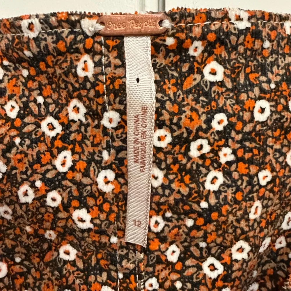 Free People Call Me Cord Corduroy Floral Mini Dress NEW WITH TAGS Sz 12 Y2K Boho